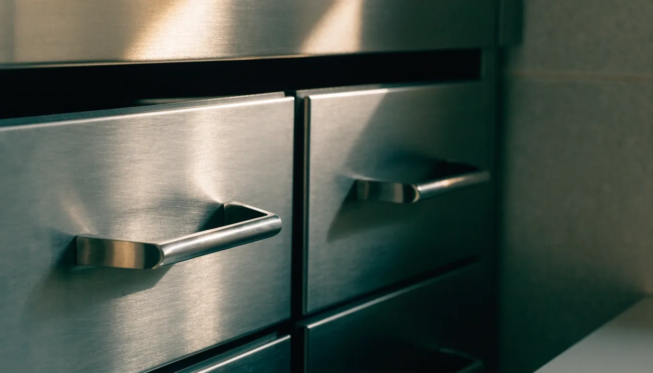 A sealed envelope and a blank privacy-notice folder squared on a matte counter in morning light